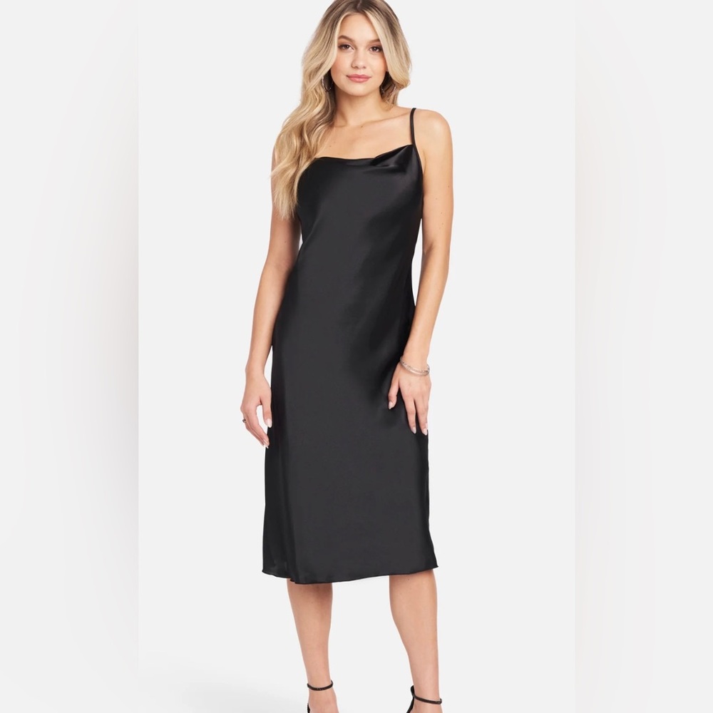 Bebe Black Cowl Neck Midi Dress